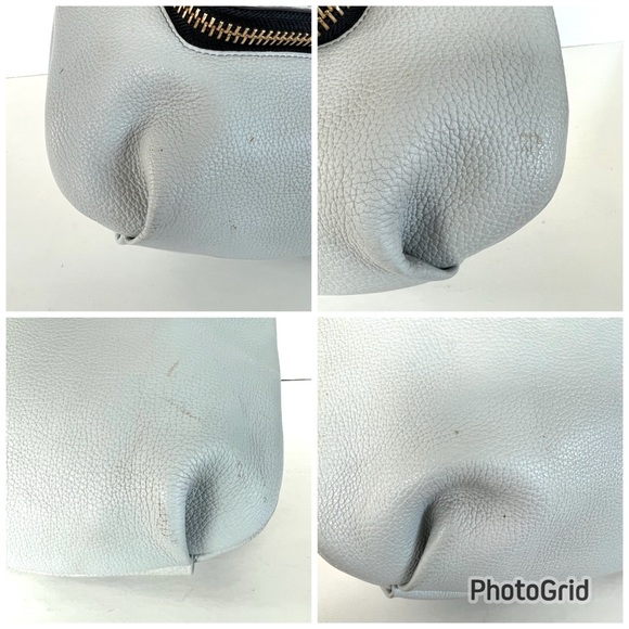 ANYA HINDMARCH Maxi Zip Blue Gray Pebble Leather Flap Tassel Shoulder Satchel - Picture 12 of 15